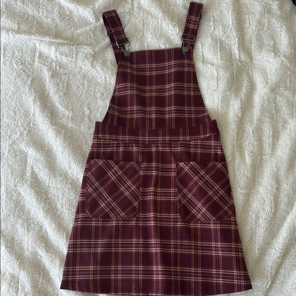 Allegra K Red and White Overalls Classic Plaid Design
